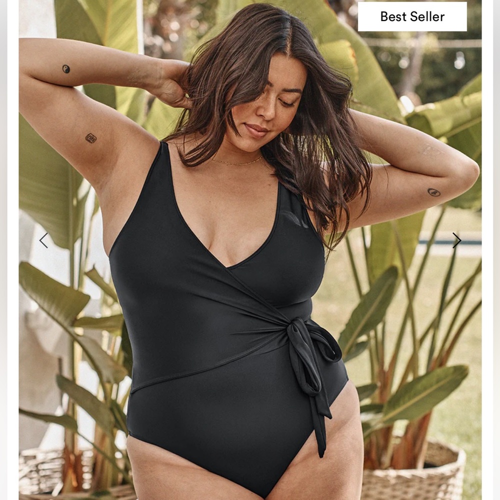 One Piece black wrap swimsuit